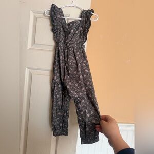 Jamie Kay Floral Black corduroy overalls
